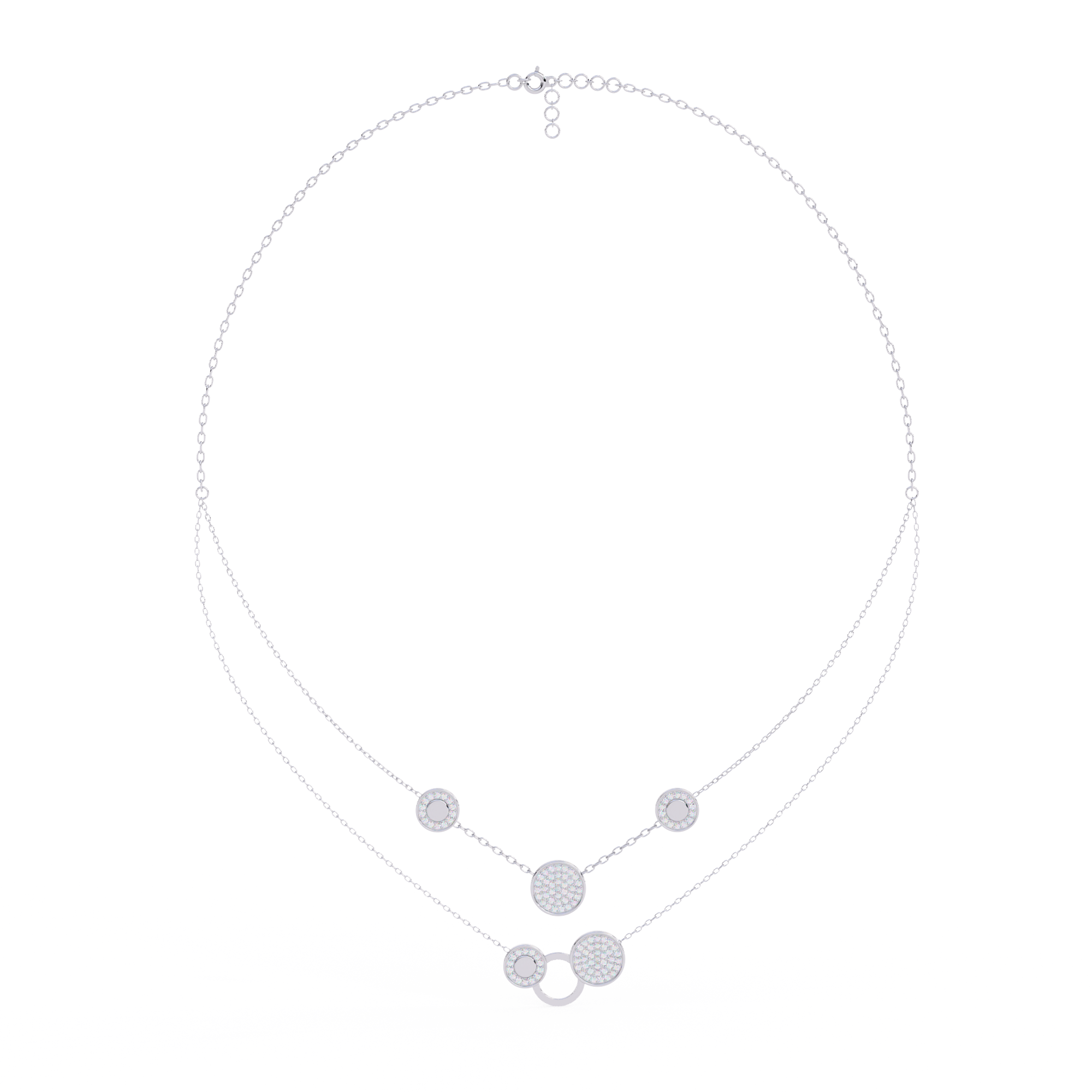 Solitairekart 0.44ct Layered Circle Natural Diamond Necklace-HI Color, VS-SI Clarity